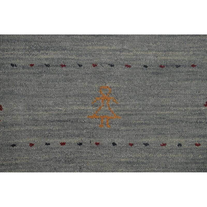 Gabbeh Indian Area Rug Handmade Tribal Blue Wool Carpet - 6'10"x 9'9"