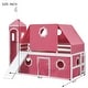 preview thumbnail 6 of 31, Castle Frame Bed Wood Loft Bed Loft Bed Convertible To Mini Playground with Pink Tent and Tower, Child Bed Tent