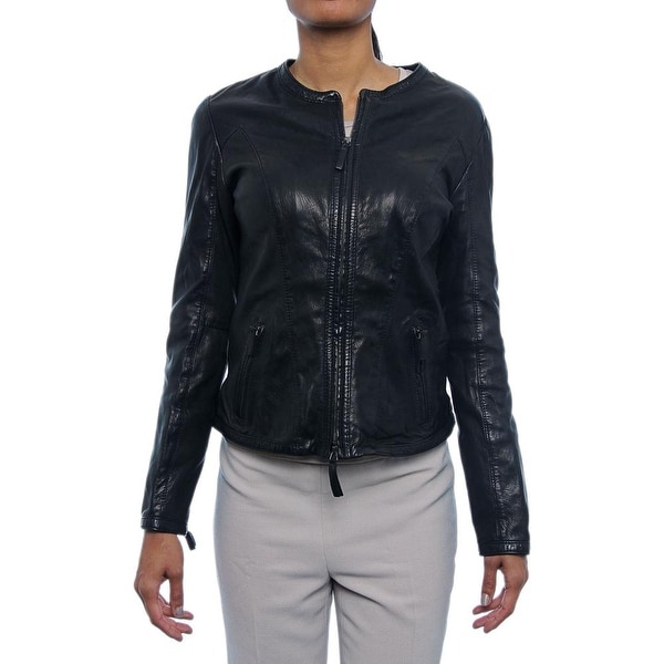 armani collezioni leather jacket womens