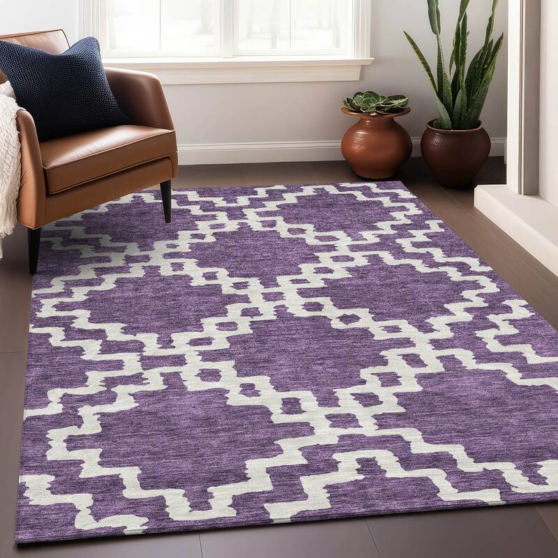 Premium Washable Super Soft Geo Trellis Mayfield Rug - Purple - 3' x 5'