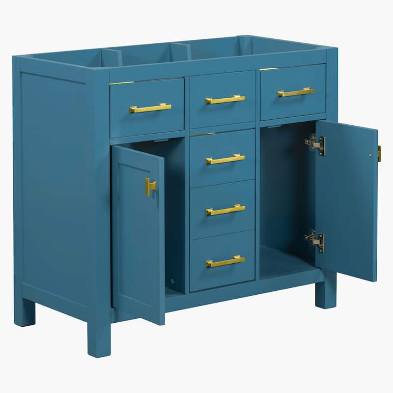 36''Bathroon Vanity without SINK,Single Cabinet with 4 Drawers & 2 Cabinets,Storage Cabinet,Solid Wood Frame Vanity Only