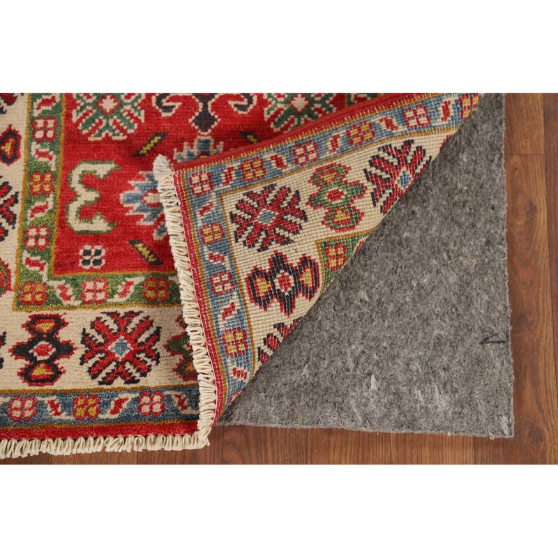 Hand Knotted Oriental 100% Wool Carpet Traditional Geometric Red Kazak Area Rug - 3' 0'' X 2' 1''