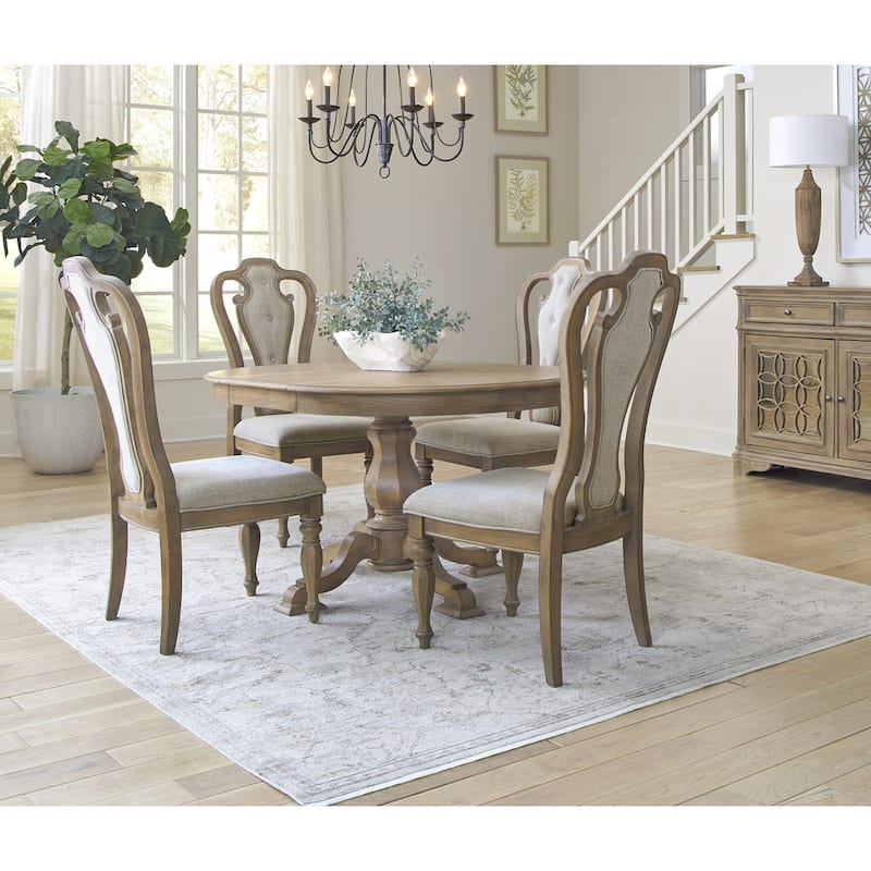 Magnolia Manor Opt 5 Piece Pedestal Table Set - Weathered Bisque