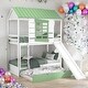 preview thumbnail 2 of 13, Twin Over Twin Bunk Bed With Convertible Slide And Trundle for Bedroom