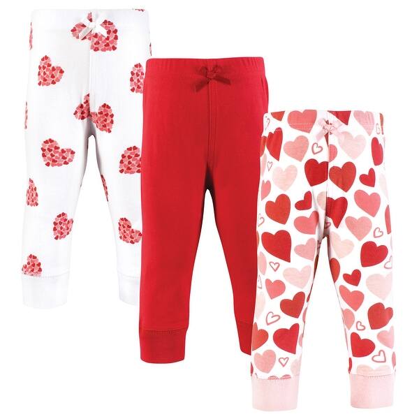 slide 1 of 1, Hudson Baby Infant Girl Cotton Pants and Leggings, Valentine Hearts 0-3 Months - Valentine Hearts