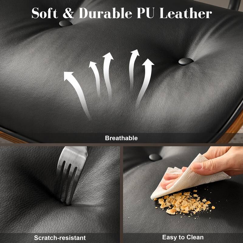 HOOOWOOO Modern Adjustable Ergonomic Swivel Office Chair with Curved Back Support