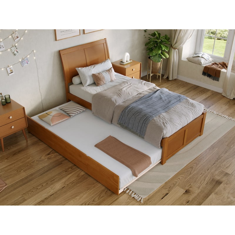 Portland Platform Bed with Footboard and Twin XL Trundle