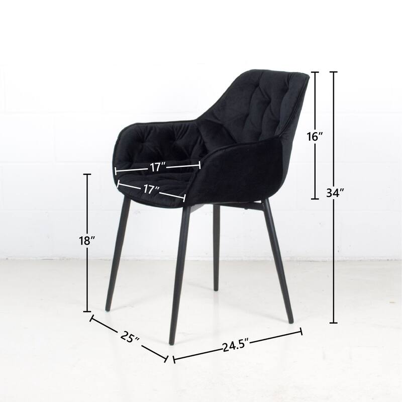 (Set of 2) Marcela Scandinavian Tufted Velvet & Metal Accent Arm Chair