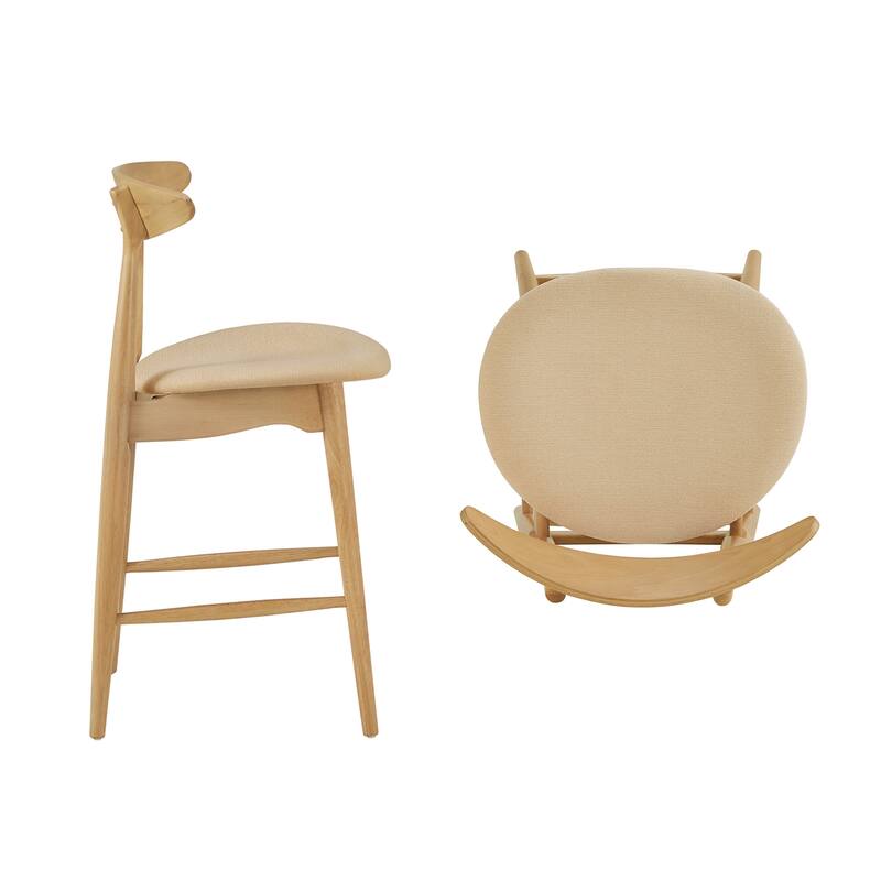 Ribe Mid-Century Wood Counter Height Stools (Set of 2)