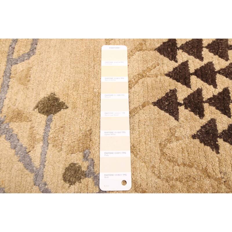 ECARPETGALLERY Hand-knotted Kathmandu Light Khaki Wool Rug - 8'7 x 11'6