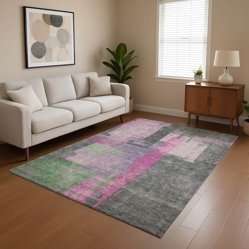 Premium Washable Super Soft Abstract Contemporary Mayfield Rug - Blush - 9' x 12'