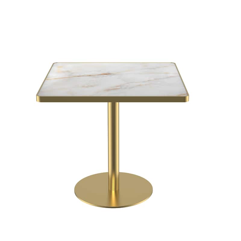 Square Modern Dinning Table 31.5 inches Bistro Table Tulip Table with Faux Marble top, Sturdy Metal Frame Diameter