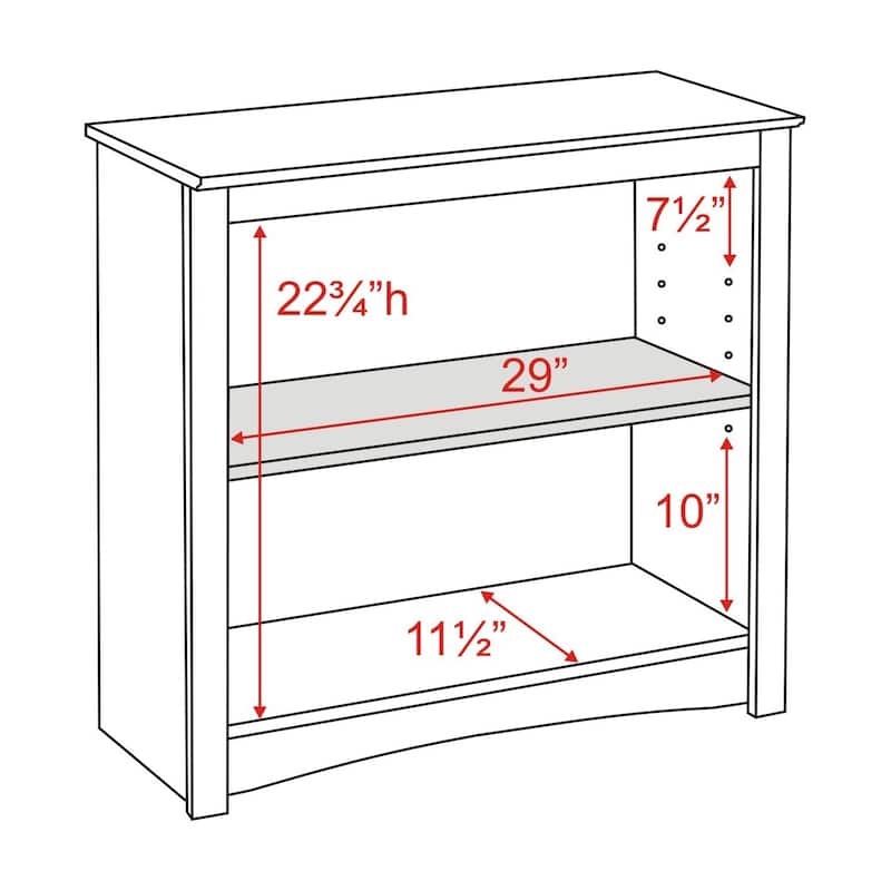 2-shelf Bookcase - 31.5" W x 29" H x 13" D