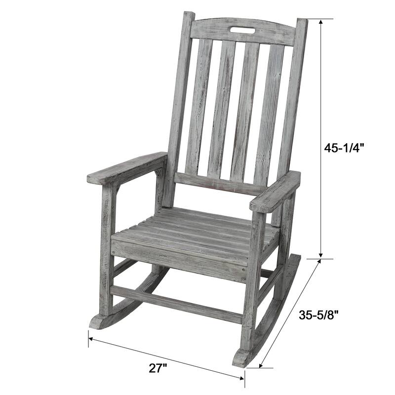 Wooden Porch Rocker Chair Wide Seat and Tall Backrest,High Back Smooth Rocking Chairs for Outdoor & Indoor,Light