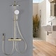 preview thumbnail 2 of 15, 5-Way Complete 10'' Round Rain Shower System with Adjustable Handheld and Handheld Bidet Sprayer,Wall Mounted Brushed Gold