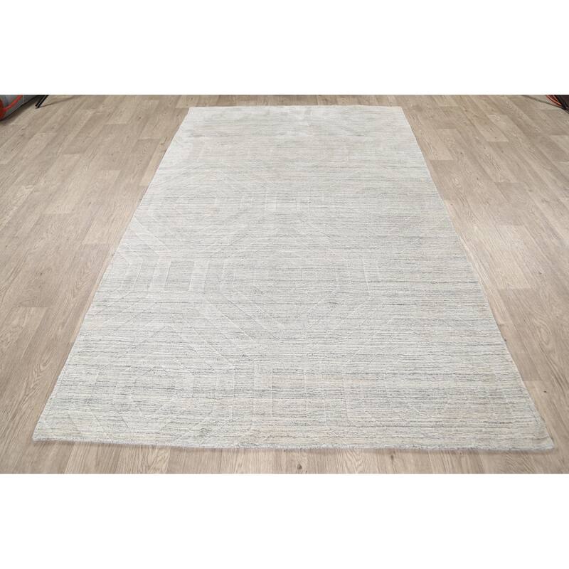 Contemporary Geometric Gabbeh Oriental Area Rug Wool Hand-knotted - 4'10" x 7'8"