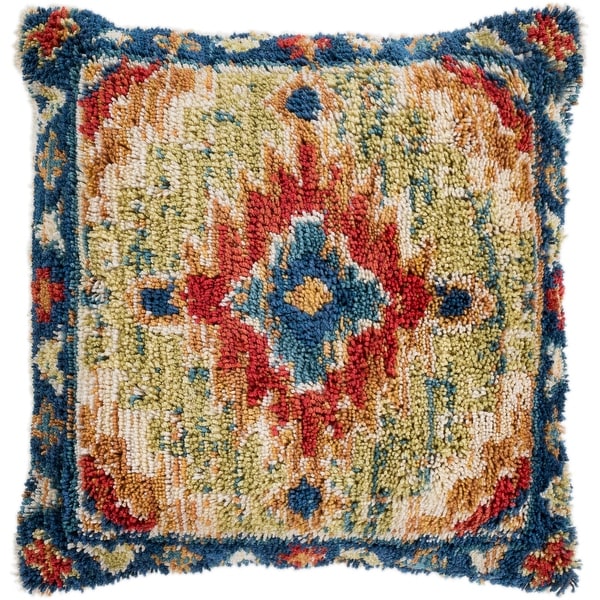 Dakota Navy & Orange Bohemian Shag Throw Pillow Cover (20" x 20"). Opens flyout.