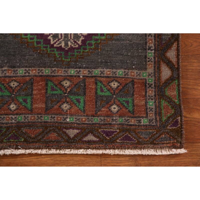 Hand Knotted Oriental 100% Wool Carpet Transitional Medallion Purples Anatolian Area Rug - 2' 10'' X 1' 6''
