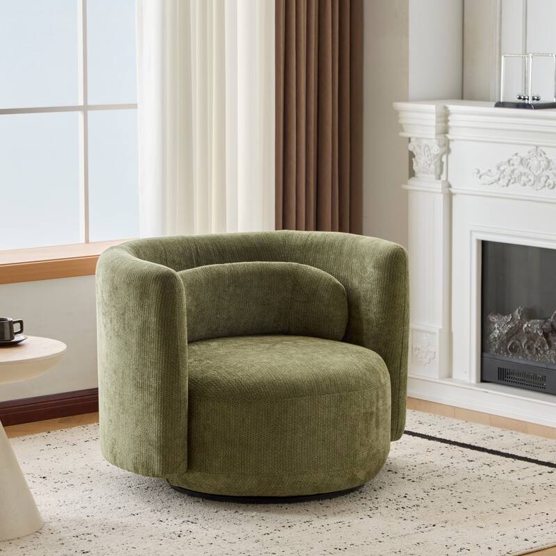 Christopher Knight Home - Swivel Green Fabric Accent Armchair with Lumbar Pillow