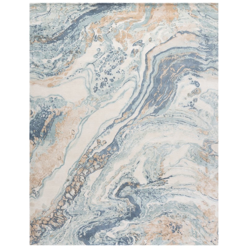 SAFAVIEH Hand-Knotted Mirage Samuelle Modern Viscose & Wool Rug - 8' x 10' - Blue/Ivory