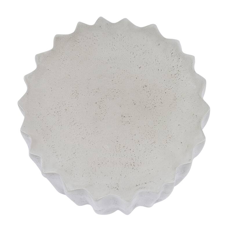 Christopher Knight Home - Ames 18.11"H Outdoor Modern Drum Shape MGO Side Table with Ribbed Surface Textured, Fully Assembled