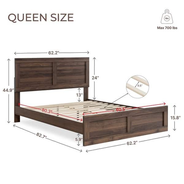 dimension image slide 5 of 7, Spruce & Spring Scout 3-Piece Solid Wood Bed Set with Platform Bed Frame and 2 Nightstands