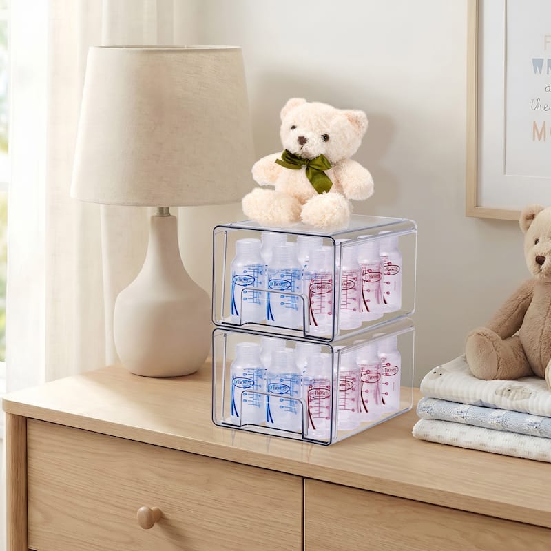 Sorbus Clear Stackable Storage Drawers Case with Handles - for Bathroom, Cabinet, Medicine & Baby Bottle Storage