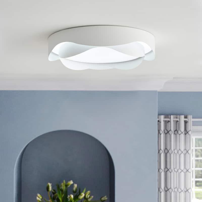 1-Light Dimmable Lotus Shape LED Flush Mount Lighting - 19.7"D×19.7"W×4.3"H