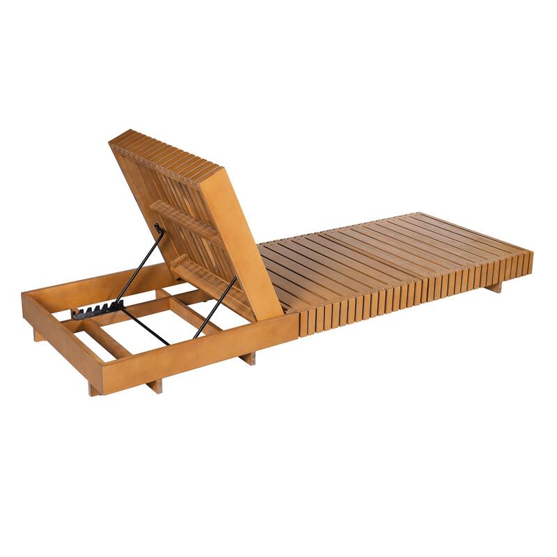 Christopher Knight Home - Gimmie Lounge Chaise Set Solid Acacia Wood with Waterproof Cushion & Adjustable Backrest