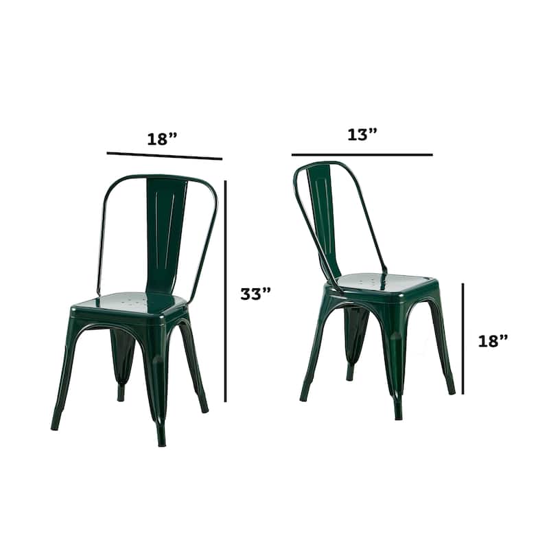 Industrial Metal 18 Inch Stackable Dining Chair Set