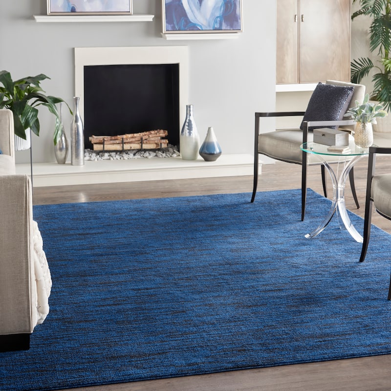 Nourison Essentials Solid Contemporary Indoor/Outdoor Area Rug - 5' x 7' - Midnight Blue