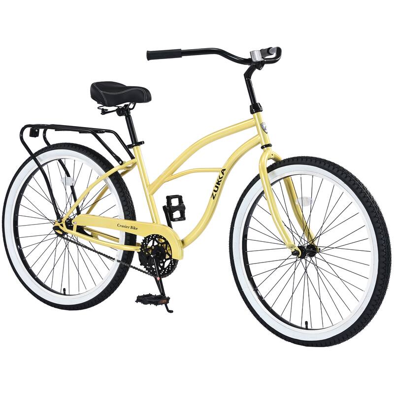 Women's Beach Cruiser - Steel Frame, Single Speed, Wide Wheels, Rear Coaster Brakes, Multiple Colors - 26