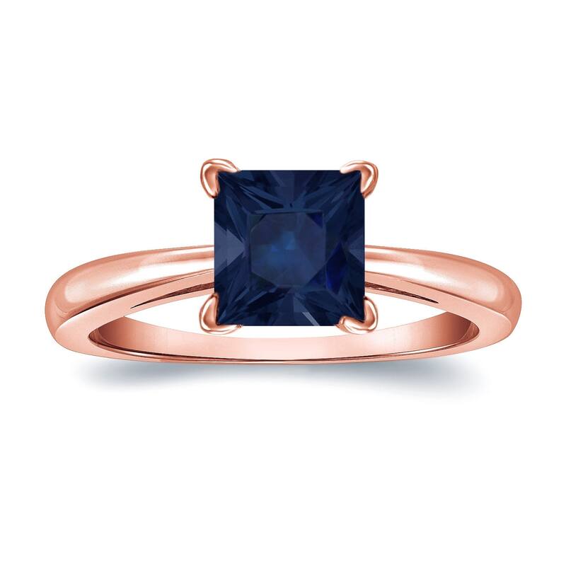 Auriya 14k Gold Princess-cut Sapphire Solitaire Engagement Ring 1 1/2ct TGW - 4 - Rose - Rose