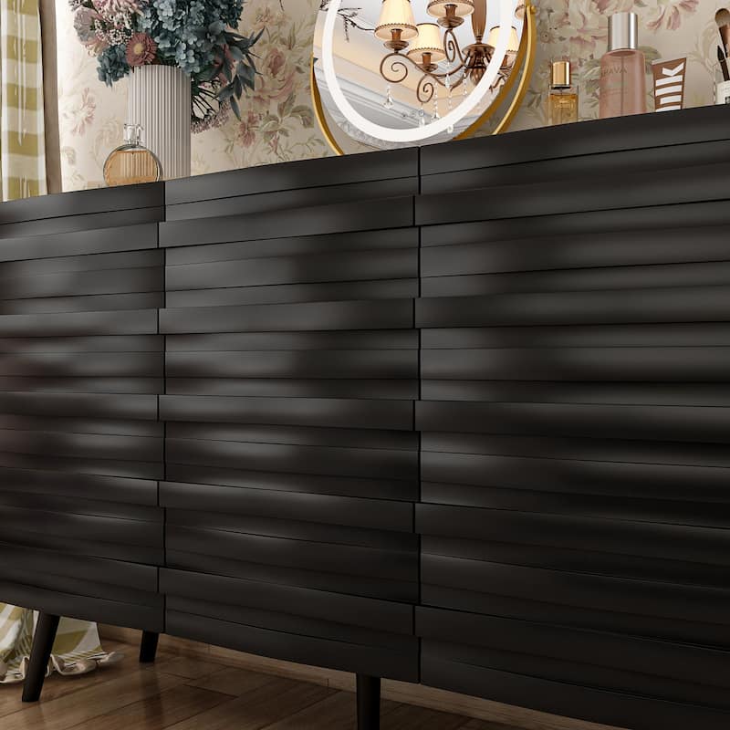 Elegant Black Buffet Cabinet Spacious Storage Organizer Dresser