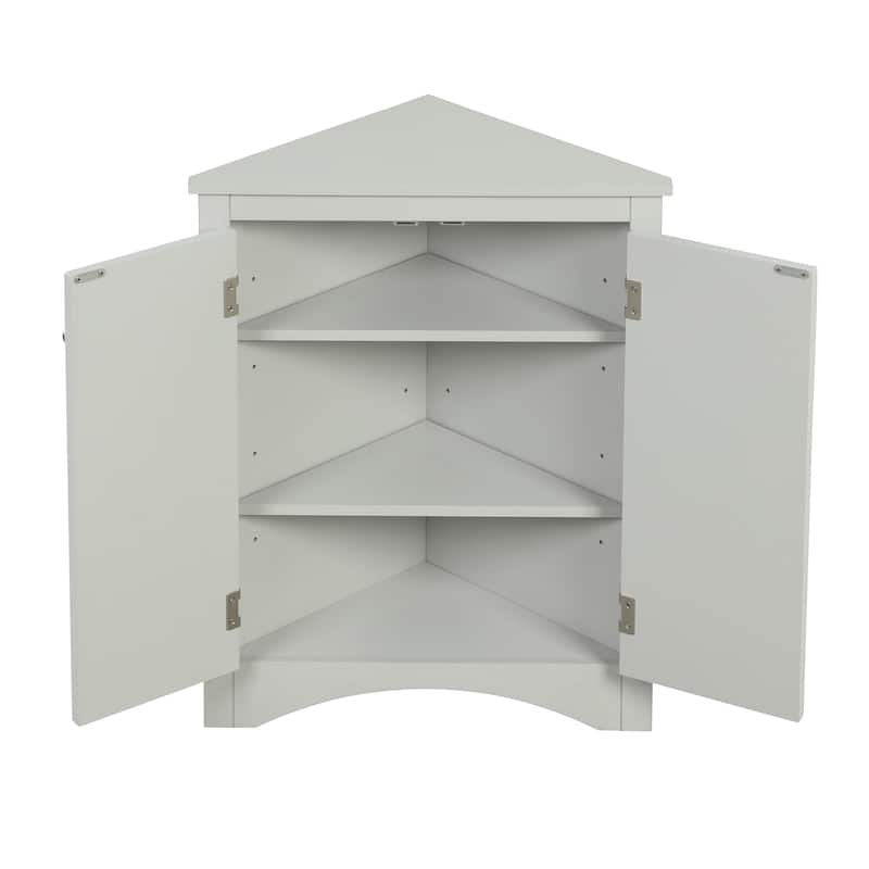 Roomfitters Triangle Bathroom Storage Cabinet with Adjustable Shelves Freestanding Floor Unit for Home or Kitchen