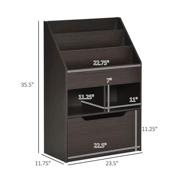 dimension image slide 1 of 3, Kids Bookcase with Storage Drawer and Organizer Shelf