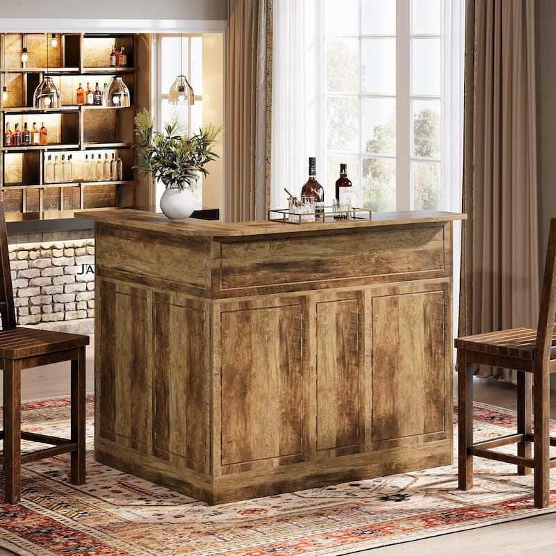 L-Shaped Bar Cabinet, 4-Tier Corner Bar Unit