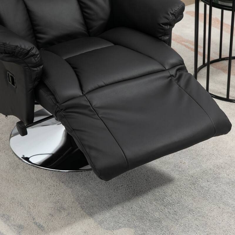 HOMCOM Manual Recliner Chair for Adults, Adjustable Swivel Recliner with Footrest, Padded Arms