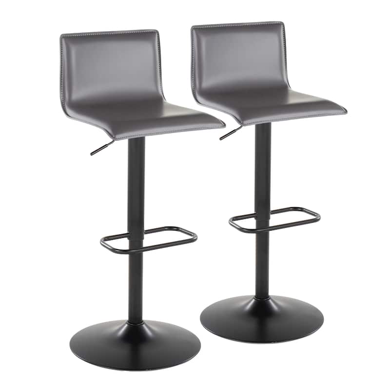 Porch & Den Mara Upholstered Adjustable Bar Stool with Rounded Rectangle Footrest (Set of 2)