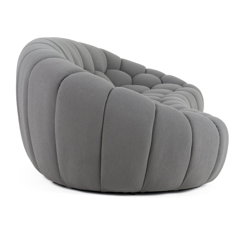 Divani Casa Yolonda Modern Curved Light Grey Fabric Sofa