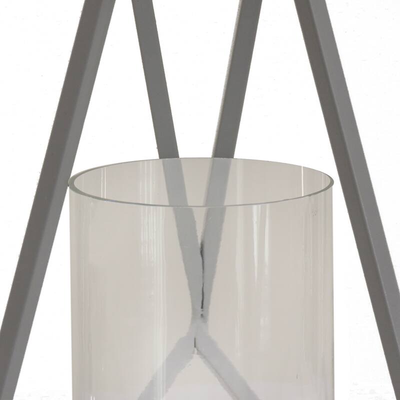 10" Candle Lantern with Glass Chimney, Glacier Gray by National Tree Company - 10 in