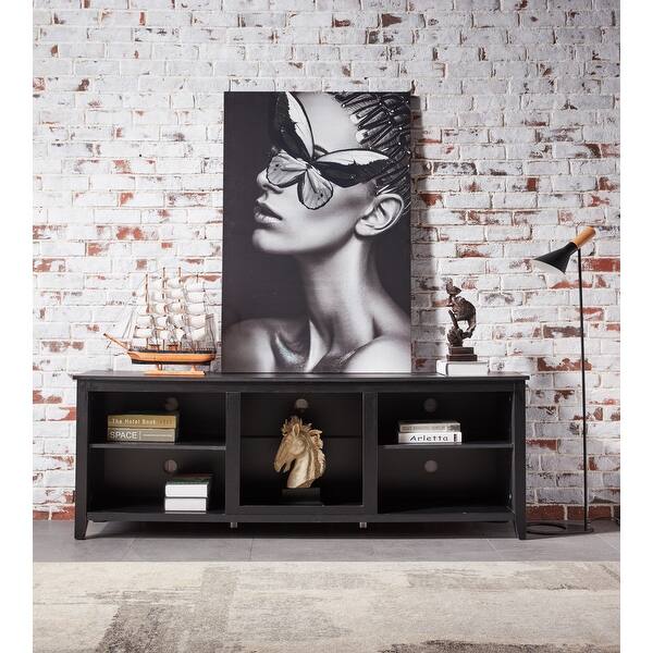 Modern Multifunctional TV Stand with Open Storage Shelves Bed Bath