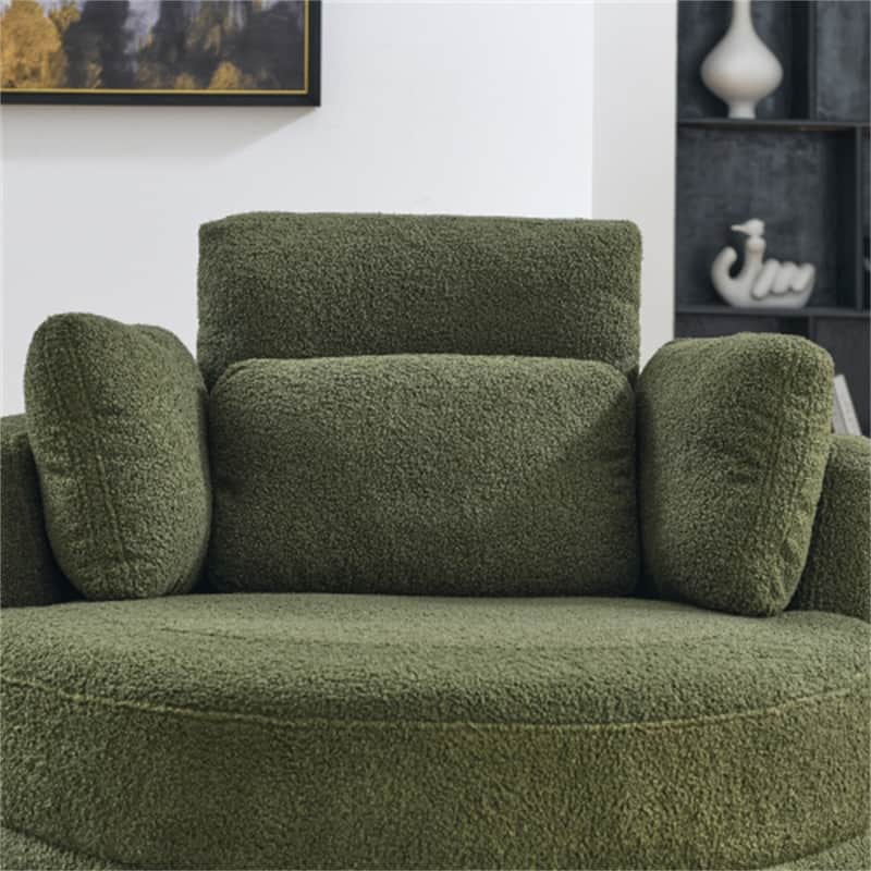 Swivel Accent Barrel Modern Grey Sofa Lounge Club Big Round Chair with Storage Ottoman Linen Fabric for Living Room
