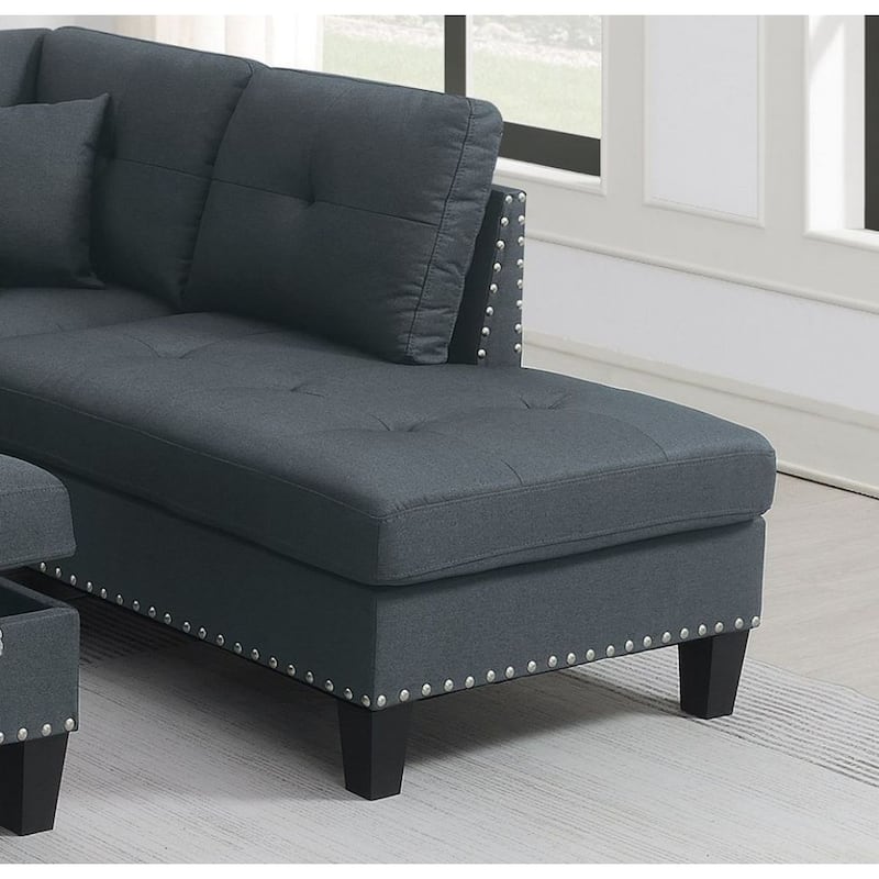 Living Room Furniture 3-PCS Sectional Sofa Set LAF Sofa RAF Chaise And Storage Ottoman