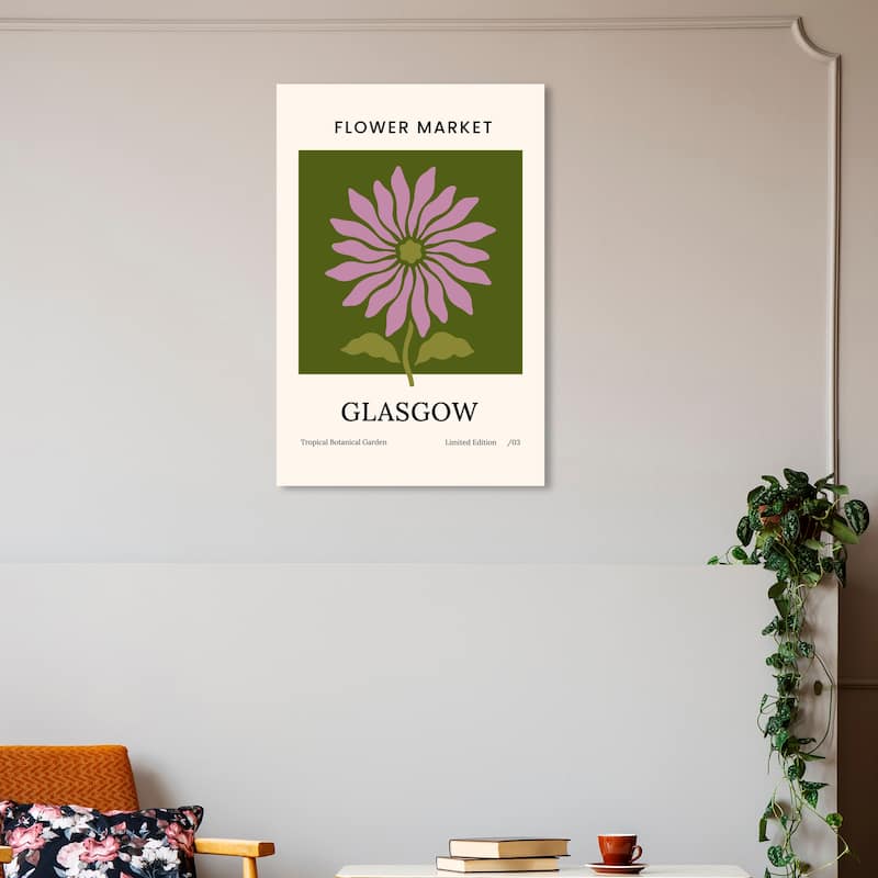 Wynwood Studio Canvas Advertising Flower Market Glasgow Purple and Light Purple Modern & Contemporary Wall Art Canvas Print - 20 x 30