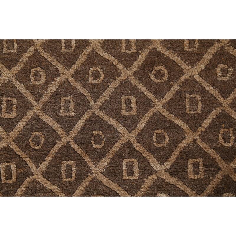 Vegetable Dye Trellis Nepalese Oriental Area Rug Handmade Wool Carpet - 6'1" x 9'0"