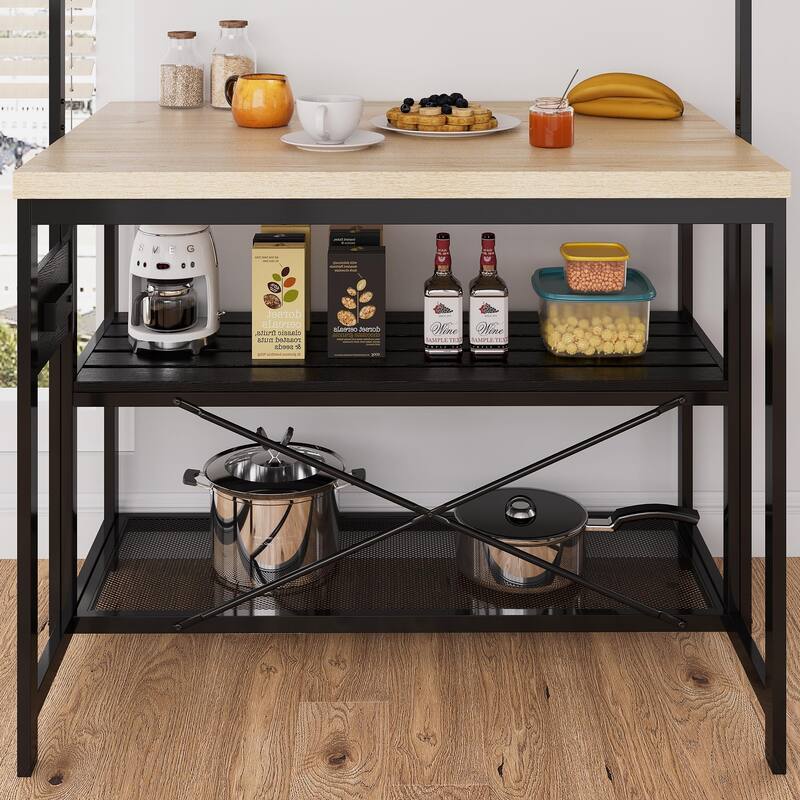 47" Kitchen Island Table Microwave Stand Oven Shelf with Storage - 47"D x 28"W x 72"H