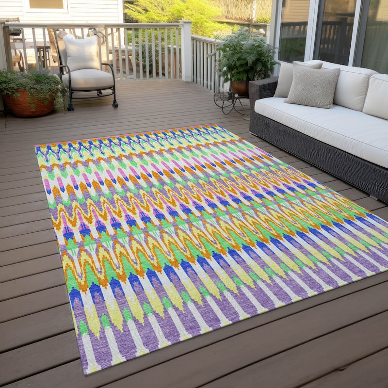 Machine Washable Indoor/ Outdoor Chantille Moroccan Boho Rug - White - 9' x 12'