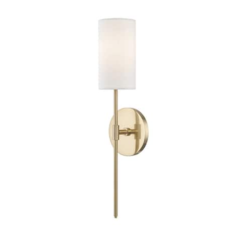 Mitzi by Hudson Valley Olivia 1-light Aged Brass ADA Wall Sconce, White Linen