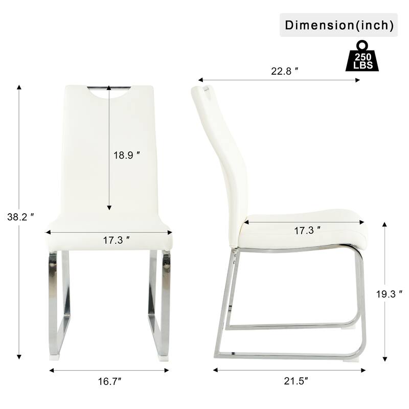 Modern PU Upholstered Dining Chair with Electroplated Metal Legs Set of 2